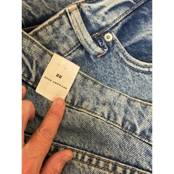 New Good American Women Jeans Indigo Acid Wash 22 Good Ease Solution Wide Leg - Picture 7 of 11